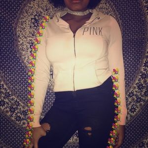 PINK baby pink zip up hoodie